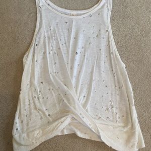 Ripped White Cropped Tank Top